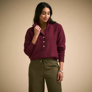 Calia CALIA Women's Elevate Henley Pullover, Large, Burgundy Velvet - $88.00 at DICK'S Sporting Goods