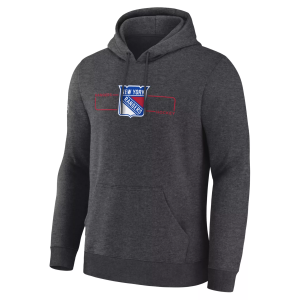 NHL Men's New York Rangers Charcoal Heather Rink Primary Fleece Pullover Hoodie, Small, Gray