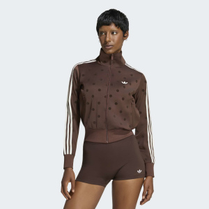 adidas Originals Women's Satin Polka Dots Track Top, XS, Aurburn/ Dark Brown