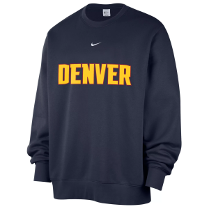 Nike Men's Denver Nuggets Navy Wordmark Club Crewneck Sweatshirt, Small, Blue