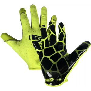Battle Sports Youth Monopoly Street Art Doom Speed Receiver Gloves, Large, Neon Green/Black