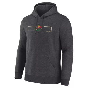 NHL Men's Minnesota Wild Charcoal Heather Rink Primary Fleece Pullover Hoodie, Small, Gray