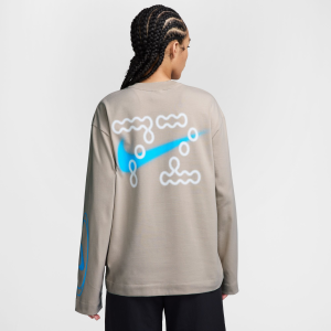 Nike Women's Sportswear Oversized Long-Sleeve T-Shirt, Medium, Cream Ii