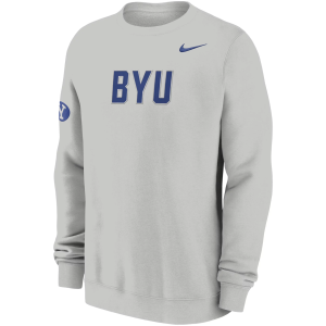 Nike Men's BYU Cougars Photon Dust Club Crewneck Sweatshirt, Large, White