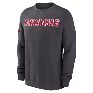 Nike Men's Arkansas Razorbacks Photon Dust Club Crewneck Sweatshirt, Large, White