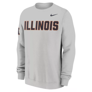 Nike Men's Illinois Fighting Illini Photon Dust Club Crewneck Sweatshirt, XXL, White