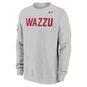 Nike Men's Washington State Cougars Photon Dust Club Crewneck Sweatshirt, XXL, White