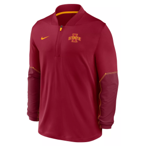 Nike Men's Iowa State Cyclones Crimson Dri-Fit Mid-Weight Coaches 1/2 Zip Jacket, XXL, Red