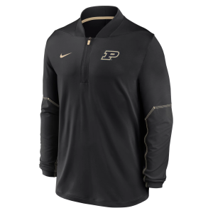 Nike Men's Purdue Boilermakers Black Dri-Fit Mid-Weight Coaches 1/2 Zip Jacket, Medium