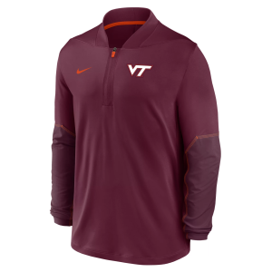 Nike Men's Virginia Tech Hokies Maroon Dri-Fit Mid-Weight Coaches 1/2 Zip Jacket, XL, Red