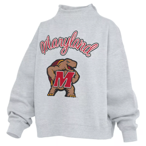 Pressbox Women's Maryland Terrapins White Mock Neck Sweatshirt, Small