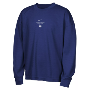 Nike Youth Philadelphia 76ers Worn With Obsession Standard Issue Game Long Sleeve Shirt, Small, Blue