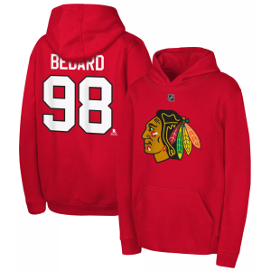 NHL Team Apparel Youth Chicago Blackhawks Connor Bedard Hoodie, Small, Red