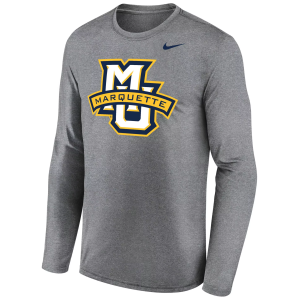 Nike Men's Marquette Golden Eagles Grey Legend Long Sleeve Shirt, Large, Gray