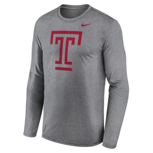 Nike Men's Temple Owls Grey Legend Long Sleeve Shirt, XL, Gray