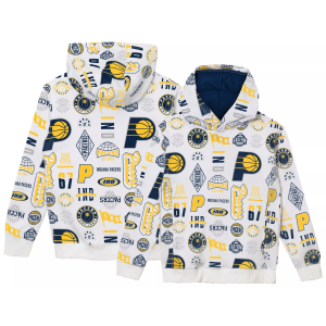 NBA Team Apparel Boys' Indiana Pacers 3 and D All Over Print Hoodie, Size 4, White