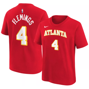 Nike Boys' Atlanta Hawks Red Kingston Flemings #4 Icon Edition T-Shirt, Large