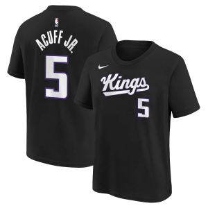 Nike Boys' Sacramento Kings Black Daruis Acuff Jr. #5 Icon Edition T-Shirt, Medium