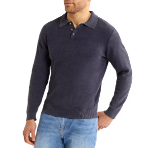 Fair Harbor Men's Mariner Long Sleeve Polo, Small, Navy