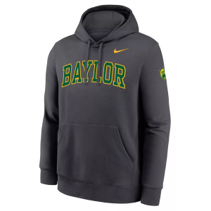 Nike Men's Baylor Bears Club Fleece Hoodie, Medium, Gray