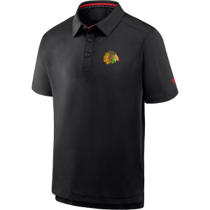 NHL Men's Chicago Blackhawks Black Rink Polo, Medium
