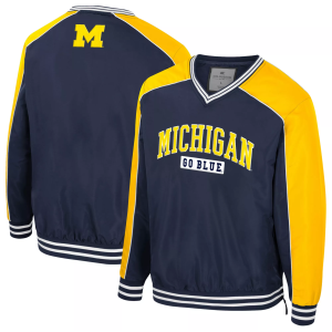Colosseum Men's Michigan Wolverines Coach Jacket, Large, Blue