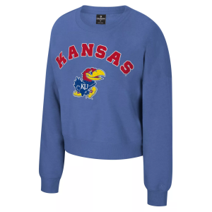 Colosseum Women's Kansas Jayhawks Royal Crewneck Sweatshirt, Large, Blue