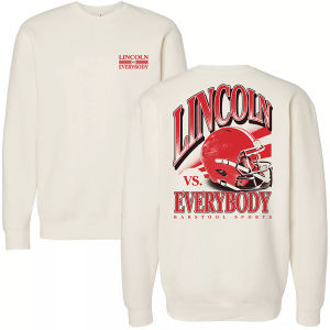 Barstool Sports Barstool Sports Adult Lincoln vs Everybody Crewneck Sweatshirt, Men's, XXL, Tan - $55.00 at DICK'S Sporting Goods