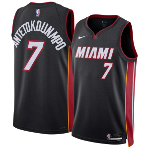 Nike Men's Miami Heat Black Giannis Antetokounmpo #7 Icon Edition Jersey, Medium