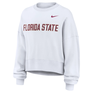 Nike Women's Florida State Seminoles Phoenix Crewneck Sweatshirt, Small, White
