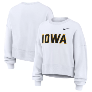 Nike Women's Iowa Hawkeyes Phoenix Crewneck Sweatshirt, Small, White