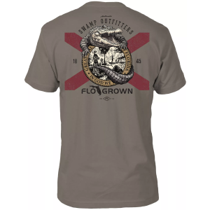 FloGrown Men's Swamp Outfitters Flag Tee, Large, Warm Gray