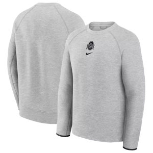Nike Men's Ohio State Buckeyes Tech Fleece Crewneck Sweatshirt, Large, Gray