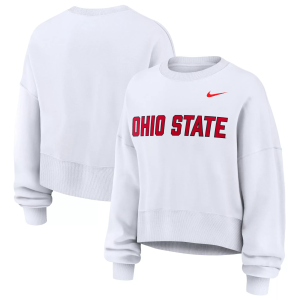 Nike Women's Ohio State Buckeyes Phoenix Crewneck Sweatshirt, Small, White