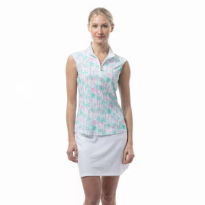 Sansoleil SanSoleil Women's Solcool Sleeveless Mock Neck Golf Shirt, XS, Golf Paradise Mint - $100.00 at DICK'S Sporting Goods