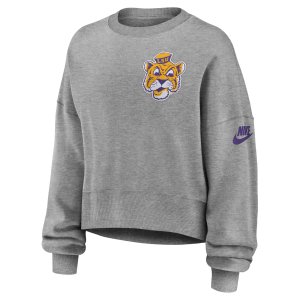 Nike Women's LSU Tigers Phoenix Crewneck Sweatshirt, Small, Gray