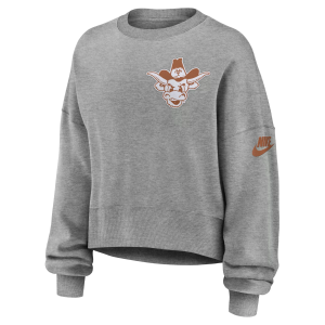 Nike Women's Texas Longhorns Phoenix Crewneck Sweatshirt, Small, Gray