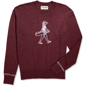 Draw & Fade Women's Walking Girl Crewneck Golf Sweater, XS, Sangria