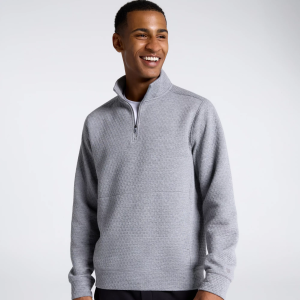 VRST Men's Recharge Brick Fleece 1/4 Zip, Large, Mid Grey Heather