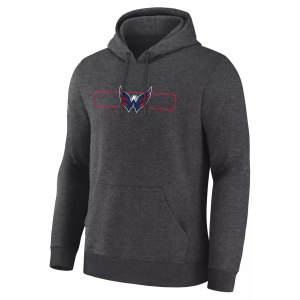 NHL Men's Washington Capitals Charcoal Heather Rink Primary Fleece Pullover Hoodie, Small, Gray