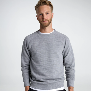 VRST Men's Recharge Brick Fleece Crew, Large, Mid Grey Heather