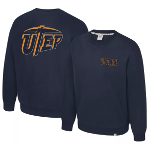 Colosseum Men's UTEP Miners Navy Super-Rich Vintage Crewneck Sweatshirt, Small, Blue