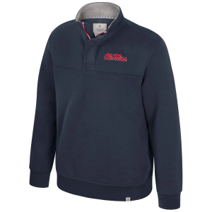 Colosseum Men's Ole Miss Rebels Vintage Quarter-Zip, Small, Blue