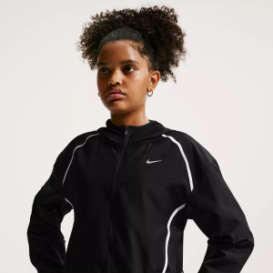 Nike Girls' Repel Tempo Lightweight Jacket, Medium, Black/Black/White/Refsilv