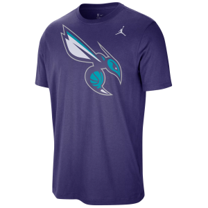 Jordan Men's Charlotte Hornets Purple Logo T-Shirt, Small