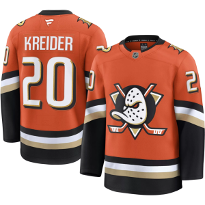 NHL Men's Anaheim Ducks Chris Kreider #20 Orange Home Premium Authentic Jersey, Size 46