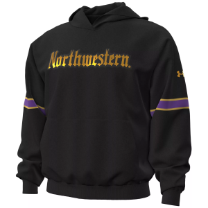 Under Armour Men's Northwestern Wildcats Black Icon Fleece Hoodie, Medium