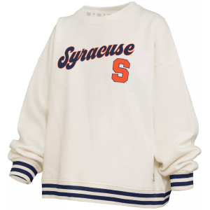 Pressbox Women's Syracuse Orange White Chenille Crewneck Sweatshirt, Small