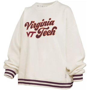 Pressbox Women's Virginia Tech Hokies White Chenille Crewneck Sweatshirt, Small