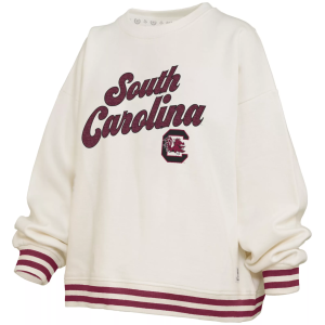 Pressbox Women's South Carolina Gamecocks White Chenille Crewneck Sweatshirt, Small
